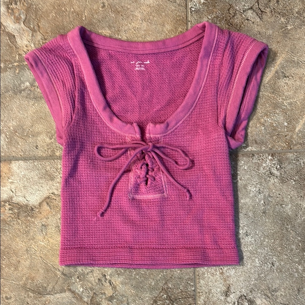Urban Outfitters Purple Lace-Up Blouse